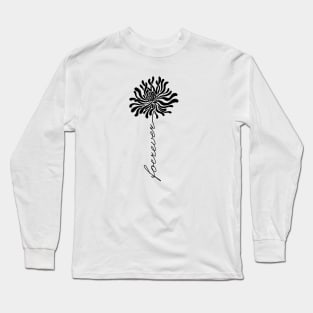 Lotus Forewer Black Flower with letter Long Sleeve T-Shirt